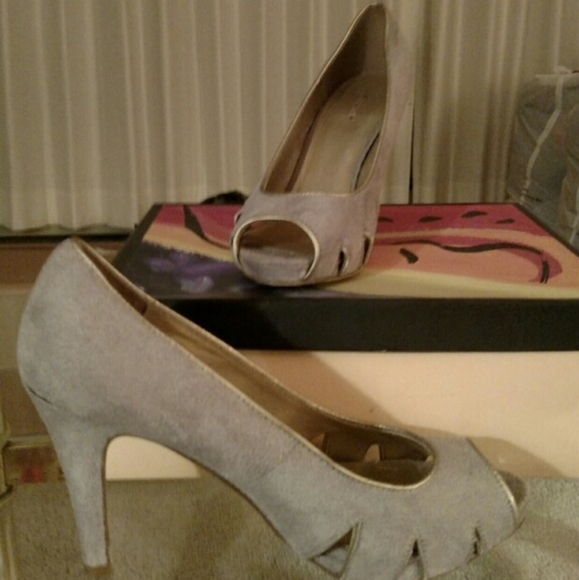 Shoes - Taupe Open Toe Pumps